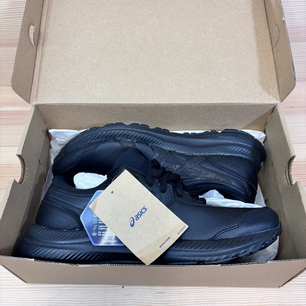 ASICS Women's Gel-Contend SL Walking Shoes Black/Black Leather Sz 9.5 - Picture 2 of 7